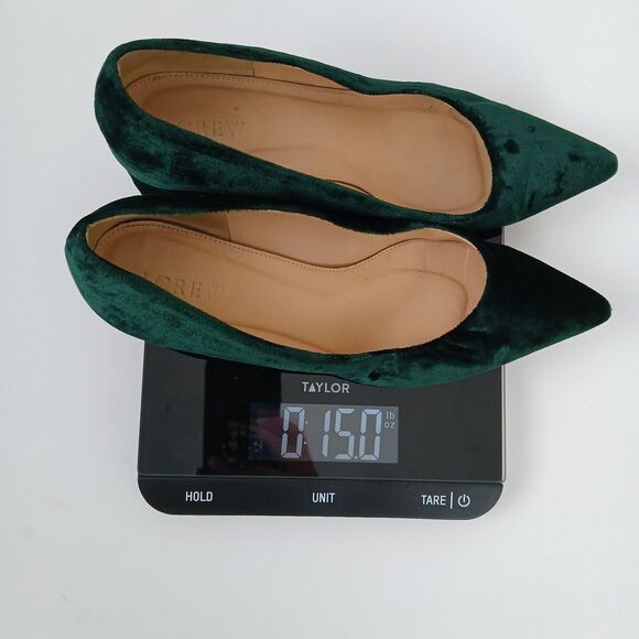J. Crew Velvet Heels Women 7.5 Green Block Heel Old Money Quiet‎ Luxury Office - Picture 10 of 11